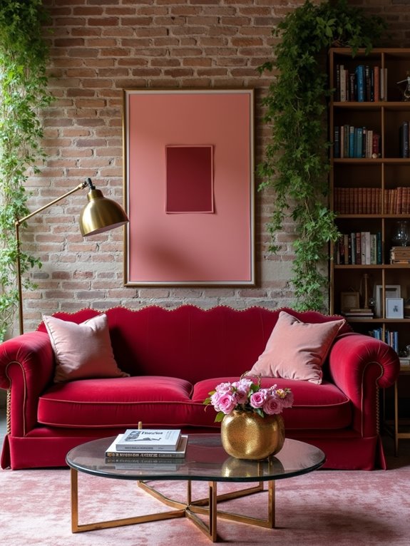 blush velvet sofa luxury