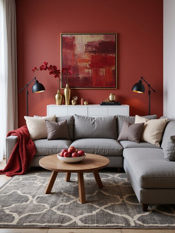 bold red accents energize spaces