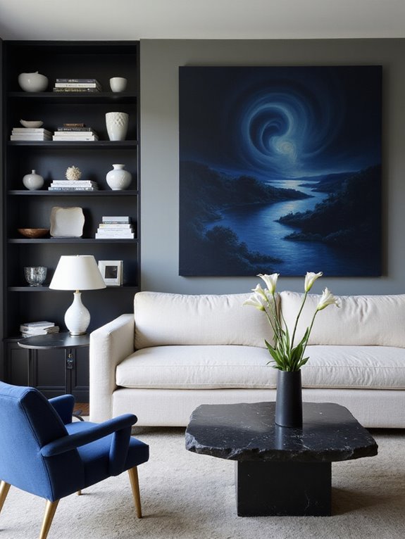 bold white sofa contrasts