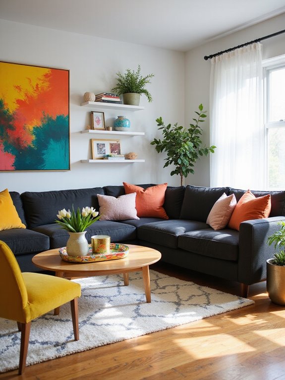 bright accents create contrast