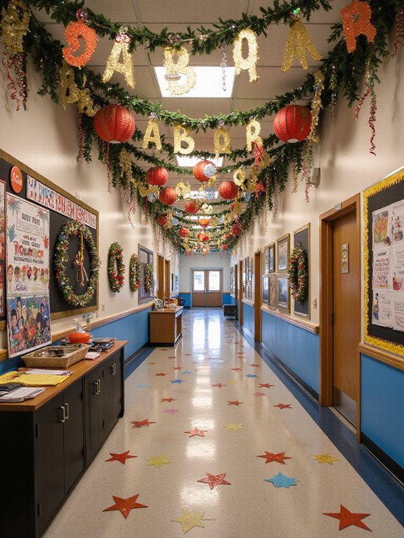 celebration themed hallway transformation