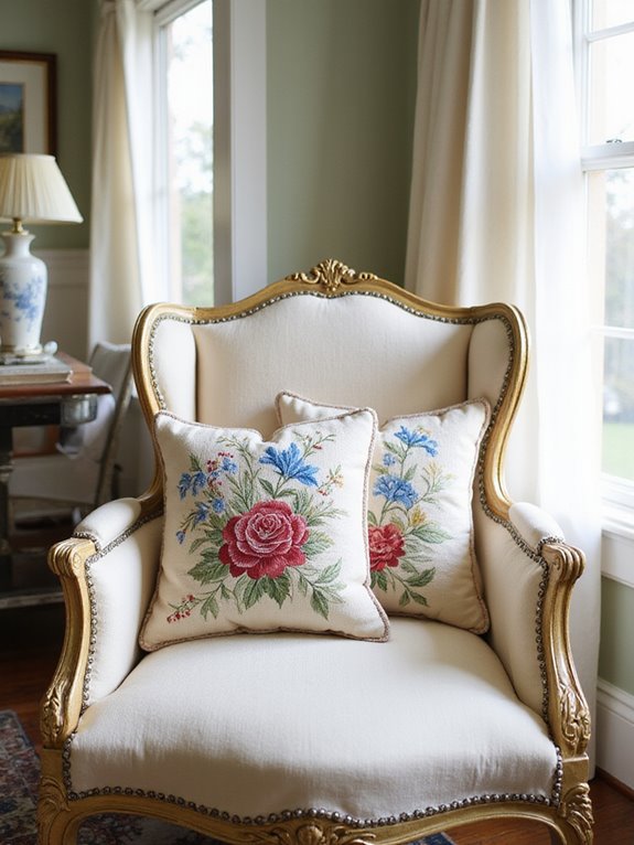 charming embroidered decorative pillows