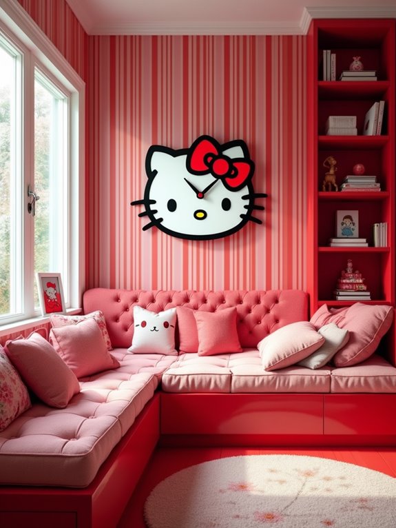 charming hello kitty wall clock