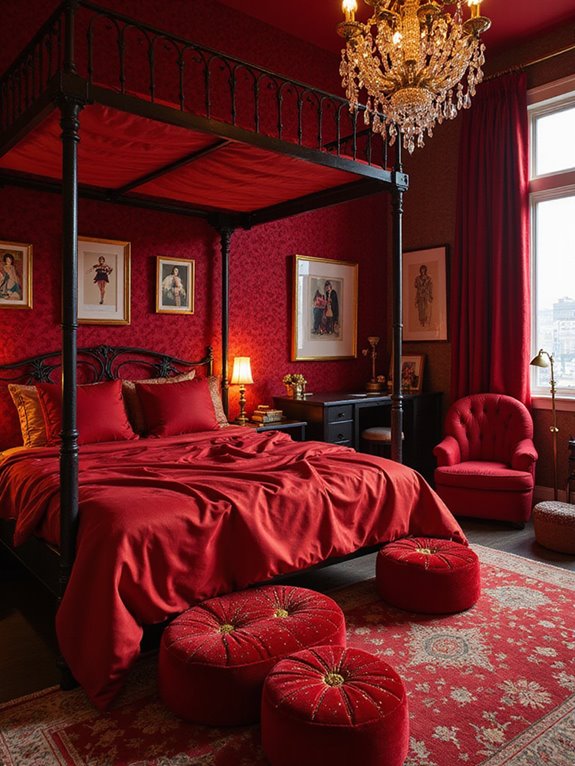 charming red velvet decor