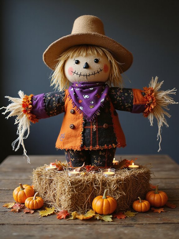 charming scarecrow halloween centerpiece