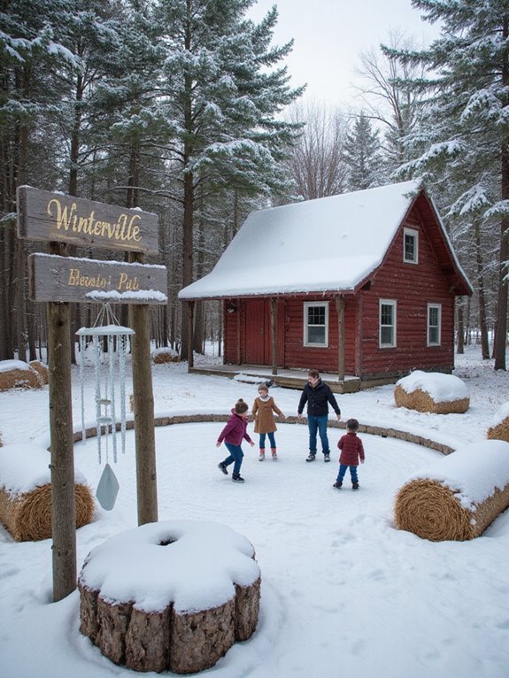 charming snowy village scene