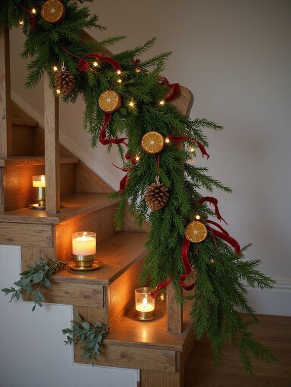 charming staircase christmas decor