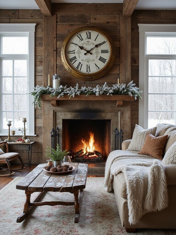 charming winter clock decor