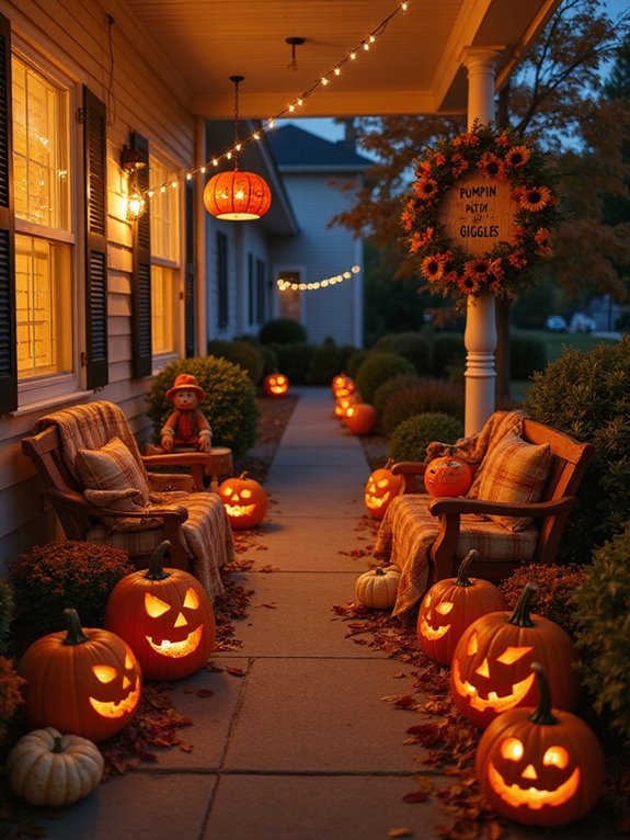 cheerful playful jack o lanterns