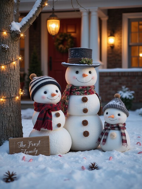 cheerful snowman family creations