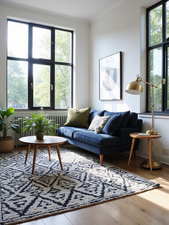 chic black and white rug