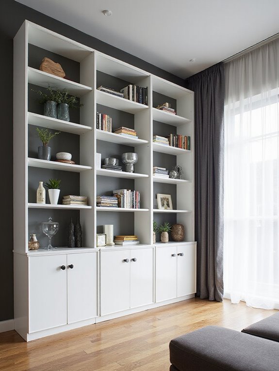 chic built in glass shelves