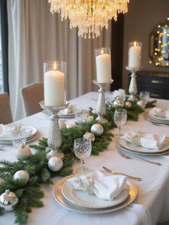 chic silver christmas table