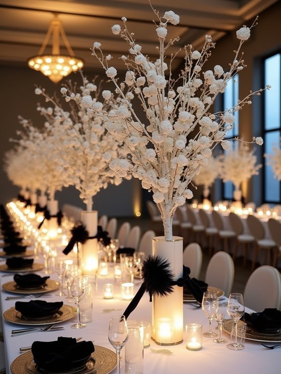 chic white branches accents