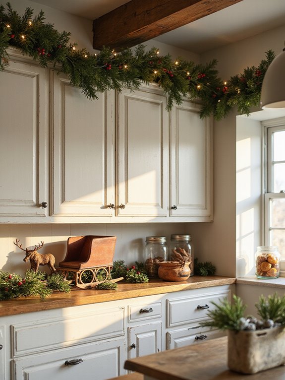 christmas decor cabinet styling