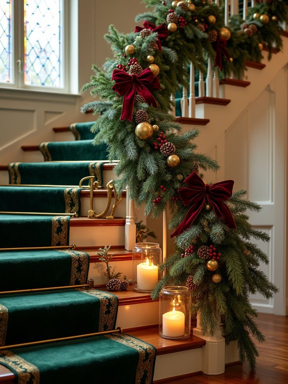 cohesive christmas staircase decor