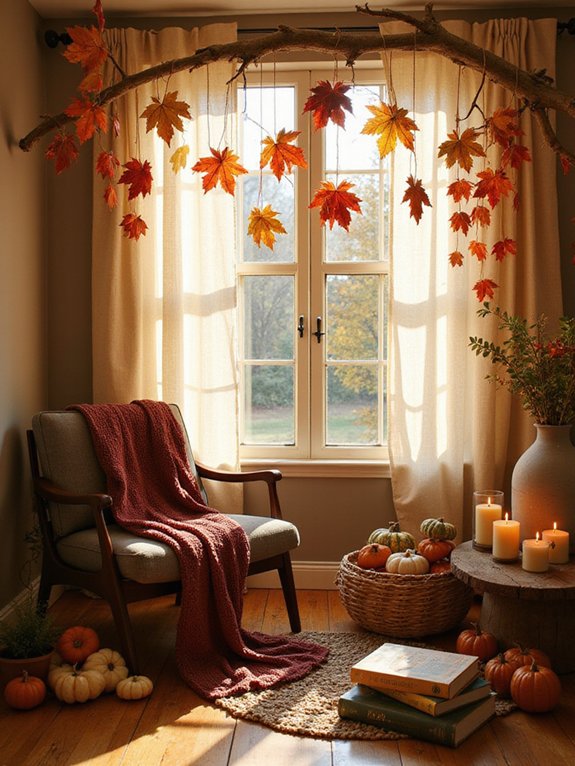 colorful autumn leaf garlands