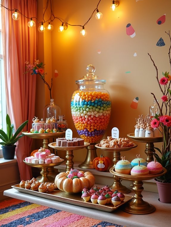 colorful halloween candy buffet