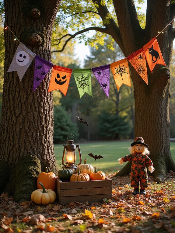 colorful halloween yard decor