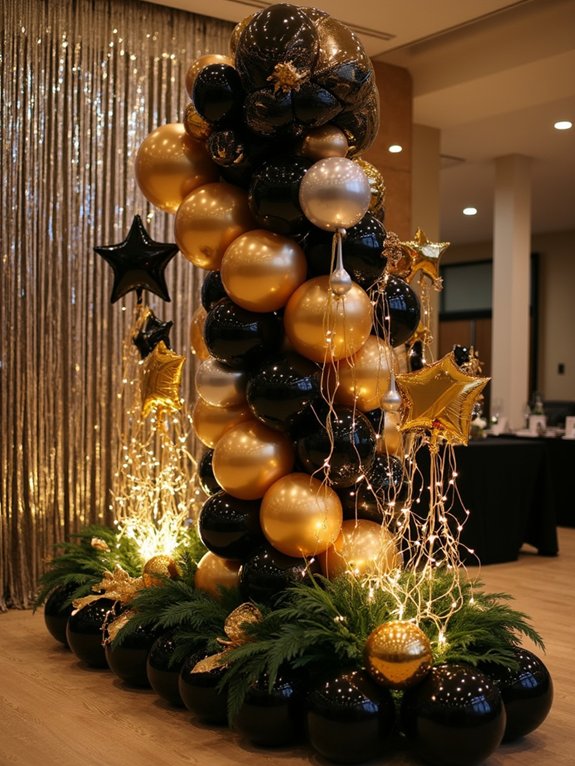 colorful metallic balloon arrangements