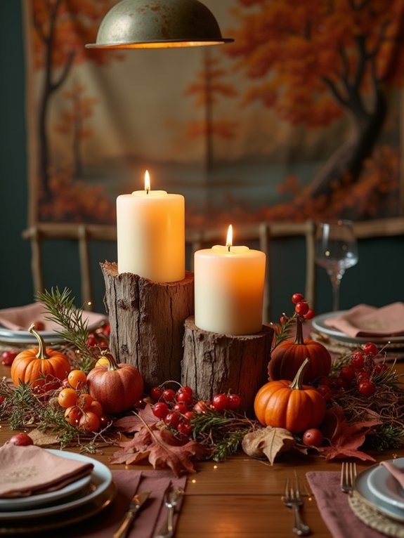 cozy autumn candle displays
