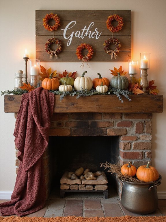 cozy autumn mantle accents