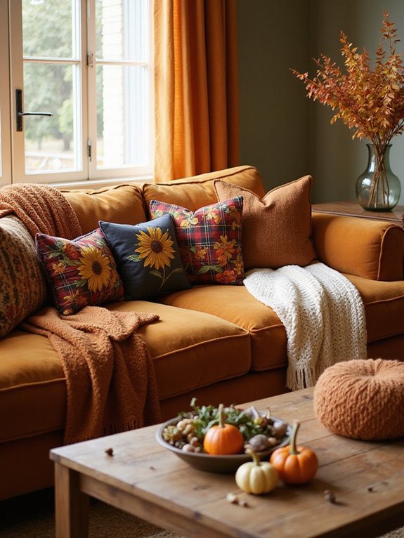 cozy autumn pillow decor