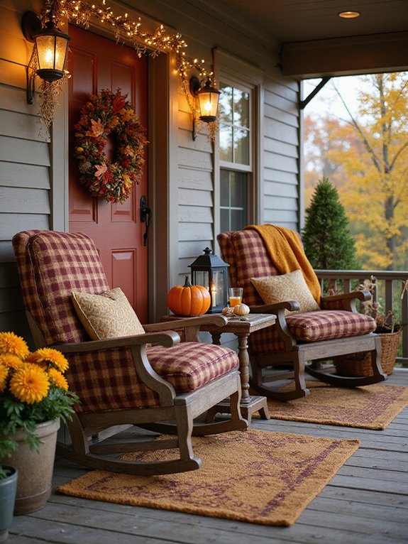 cozy autumn seating area