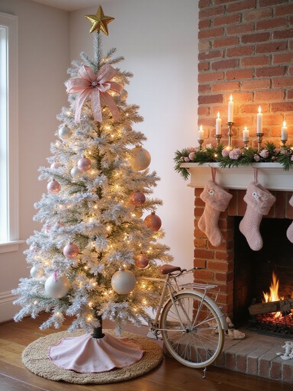 cozy blush themed christmas tree