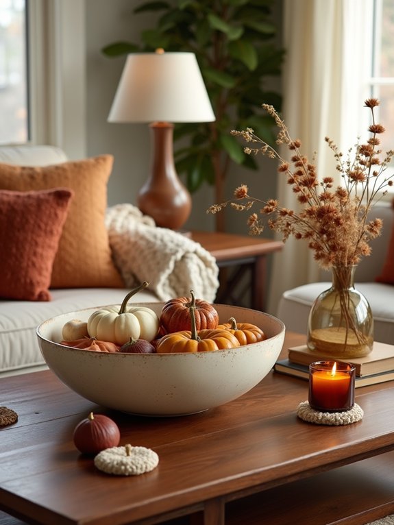 cozy fall coffee table decor