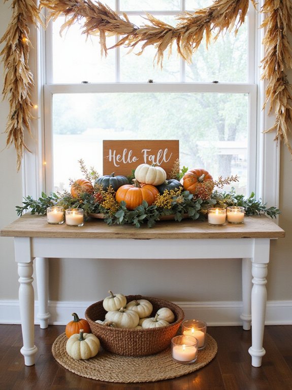 cozy fall pumpkin arrangement