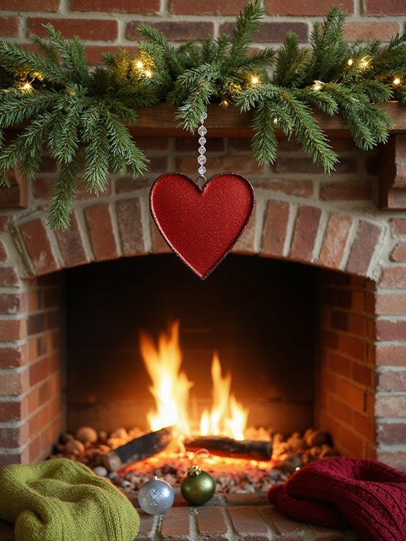 cozy festive fireplace decorations