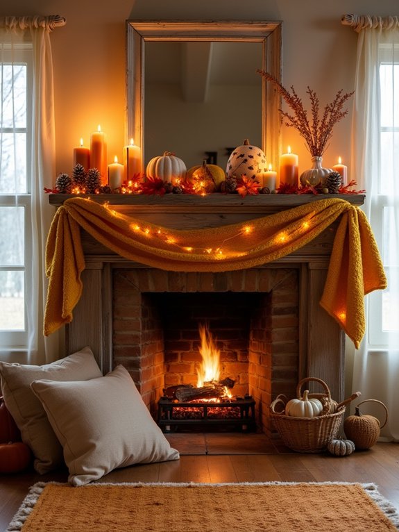 cozy fireplace autumn decor