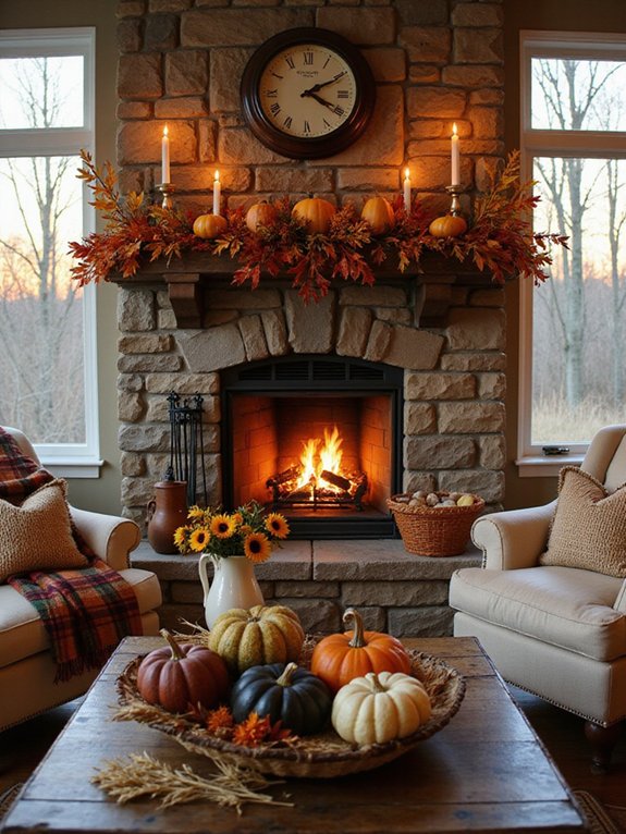 cozy fireplace autumn decor