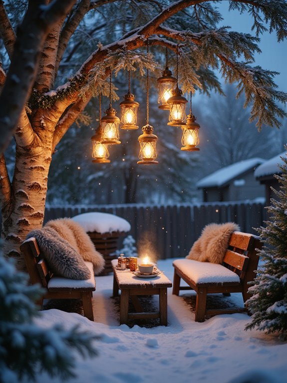 cozy glowing lantern accents