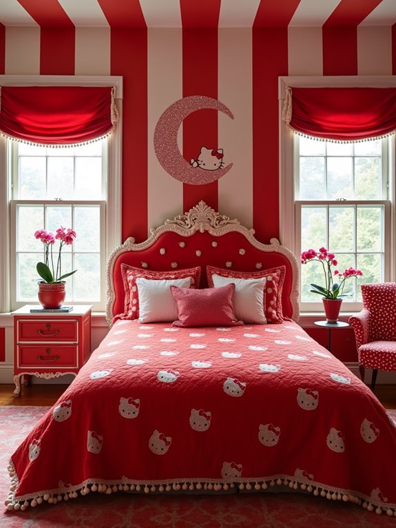 cozy kitty themed bedspread decor