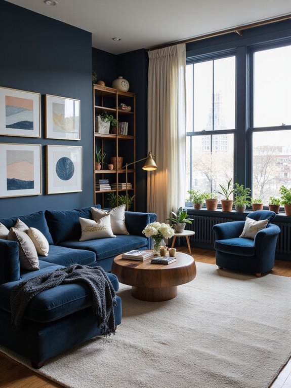 cozy navy blue decor