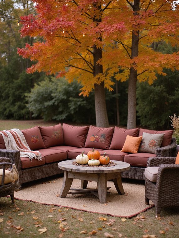 cozy outdoor fall lounge