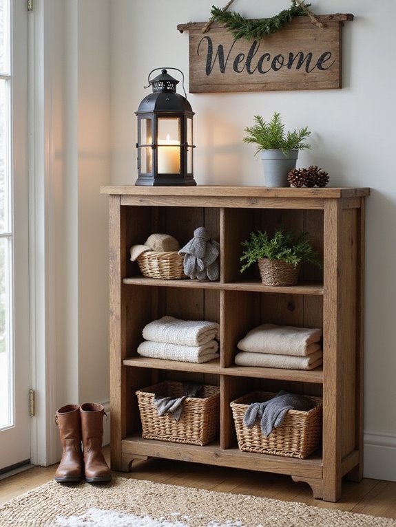 cozy rustic wooden storage