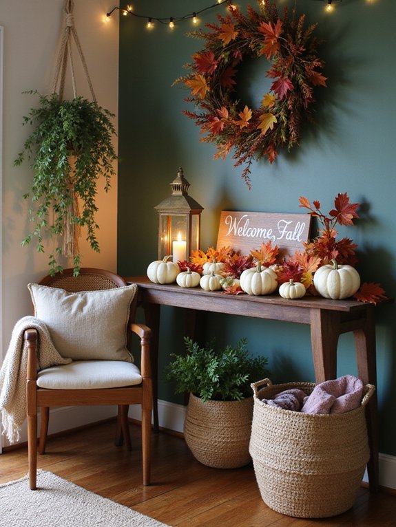 cozy seasonal entryway decor