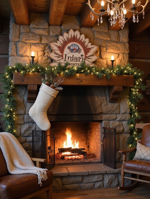 cozy winter fireplace decor