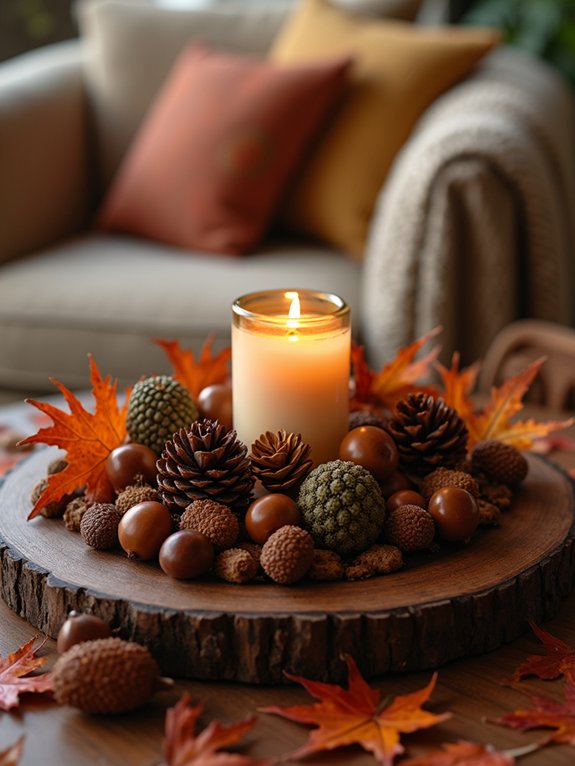 crafty acorn and pinecone decor