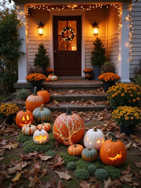 creative colorful pumpkin displays
