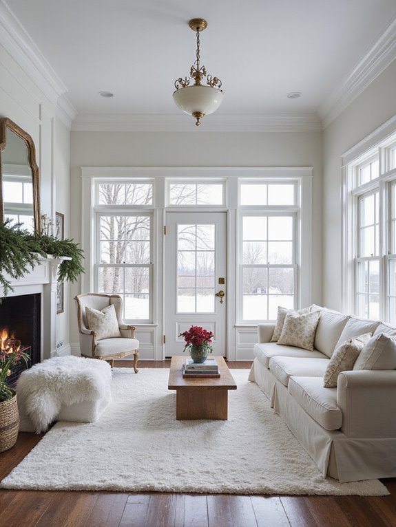 crisp white winter decor