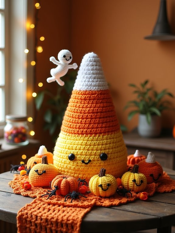 crochet candy corn decorations