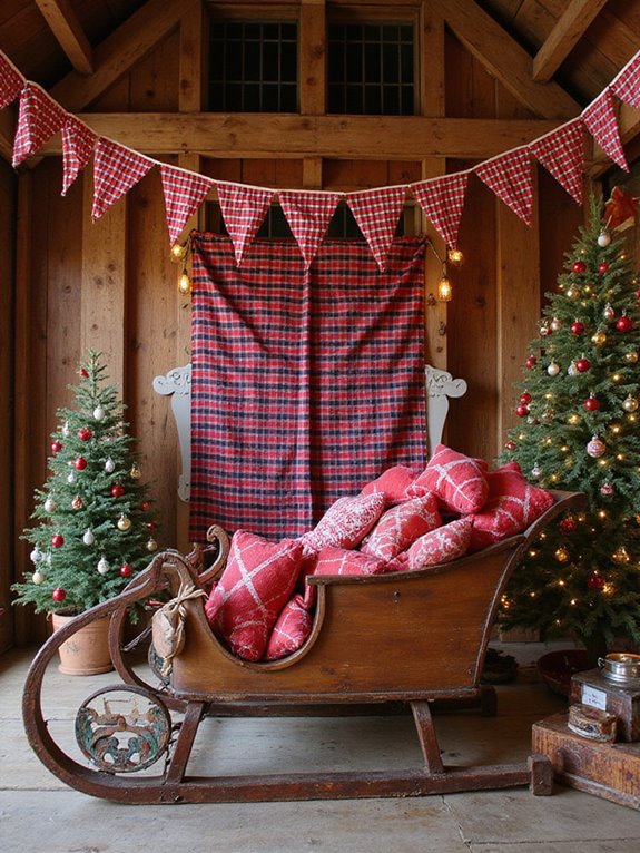 dazzling red ticking bunting
