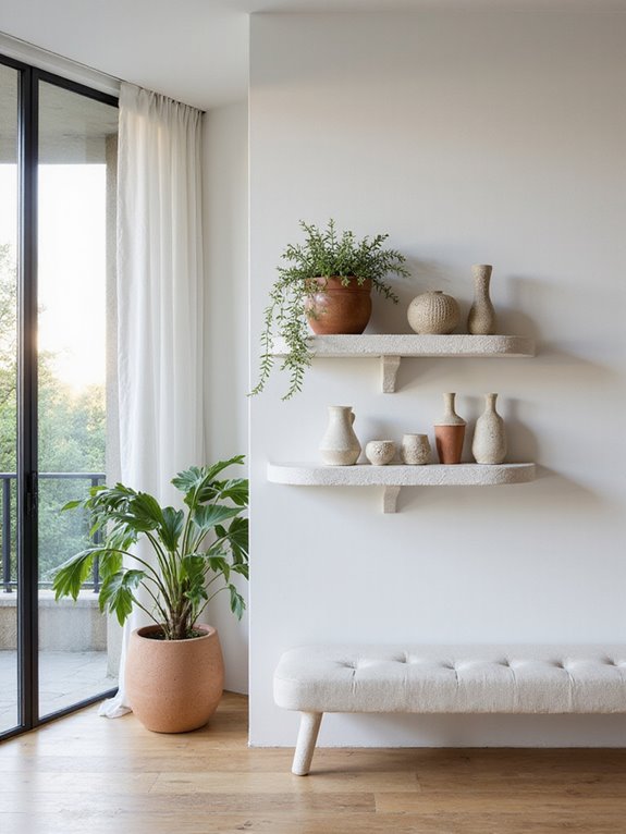 diy floating cement shelves