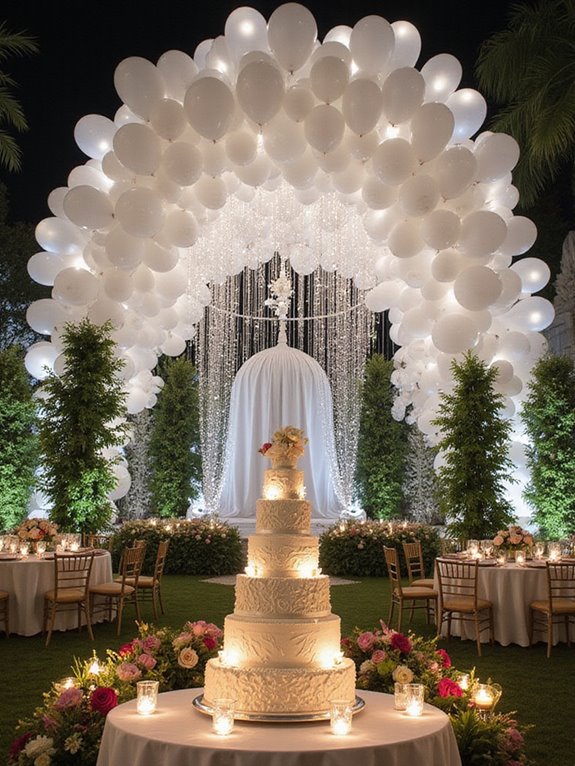 dramatic balloon wedding backdrop