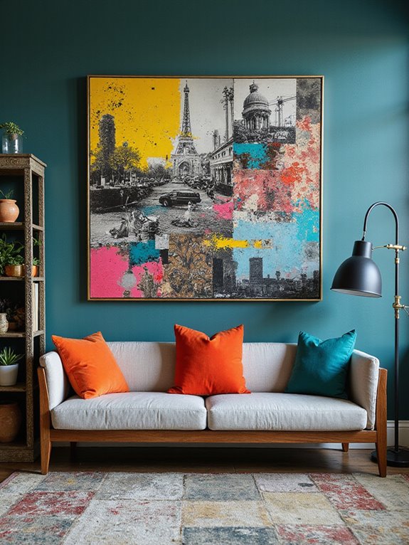 eclectic art collage display