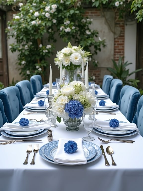 elegant blue and white